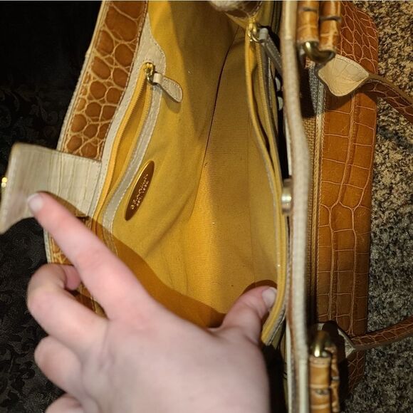 Brahmin | Canvas & Crocodile Shoulder Bag - Picture 8 of 10